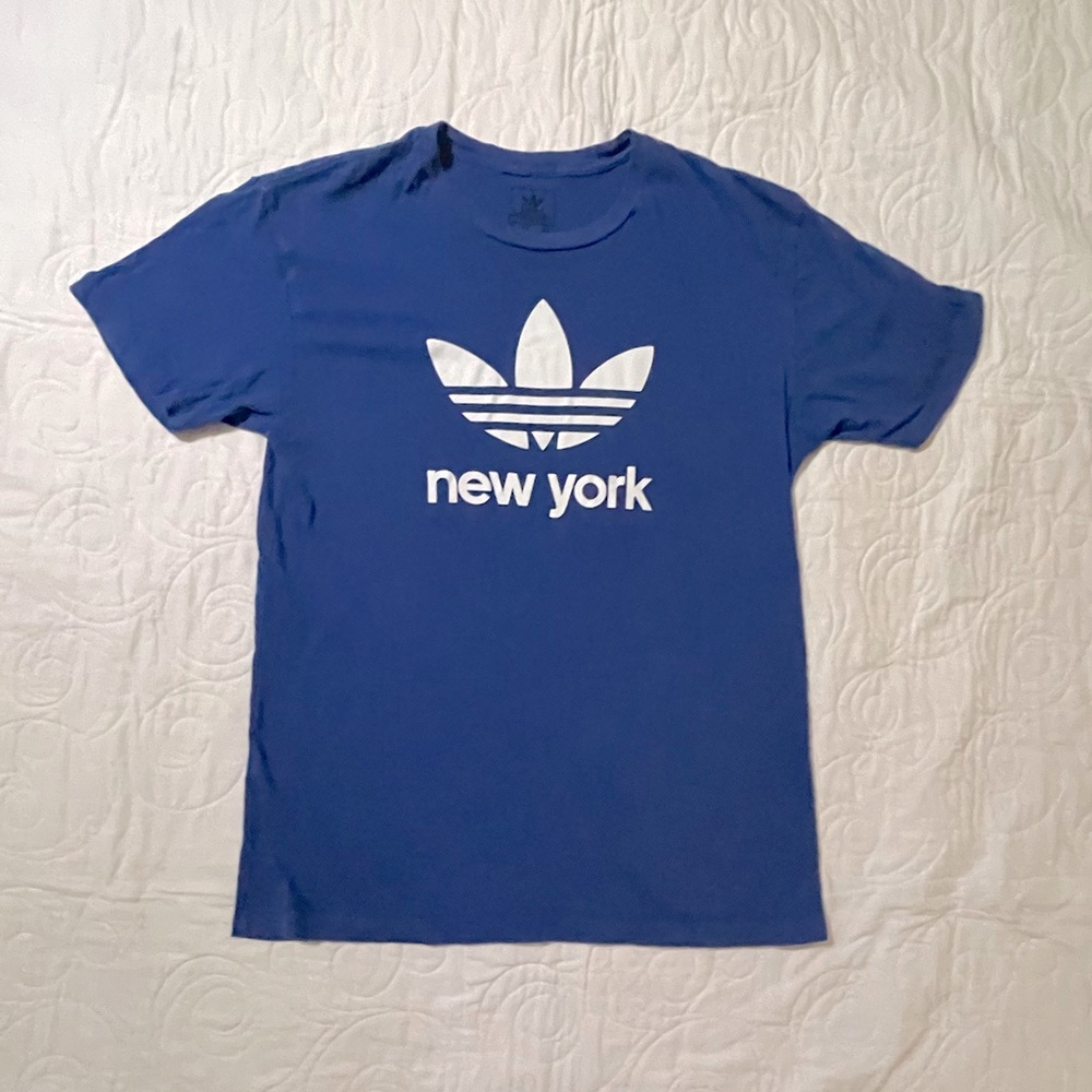 🔖Adidas Mens Blue T-Shirt New York Graphic Tee